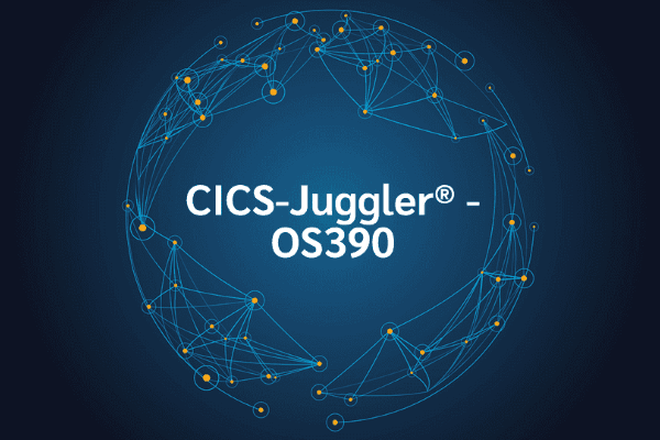 product name on an abstract blue and yellow background