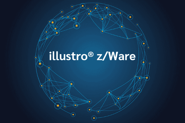 product name on an abstract blue and yellow background