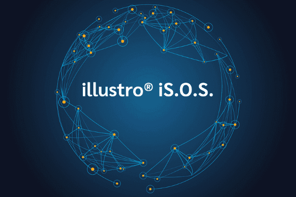 product name on an abstract blue and yellow background