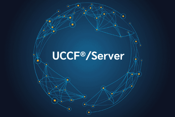 product name on an abstract blue and yellow background