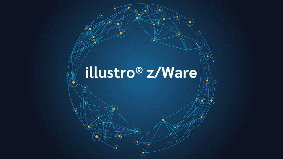 product name on an abstract blue and yellow background